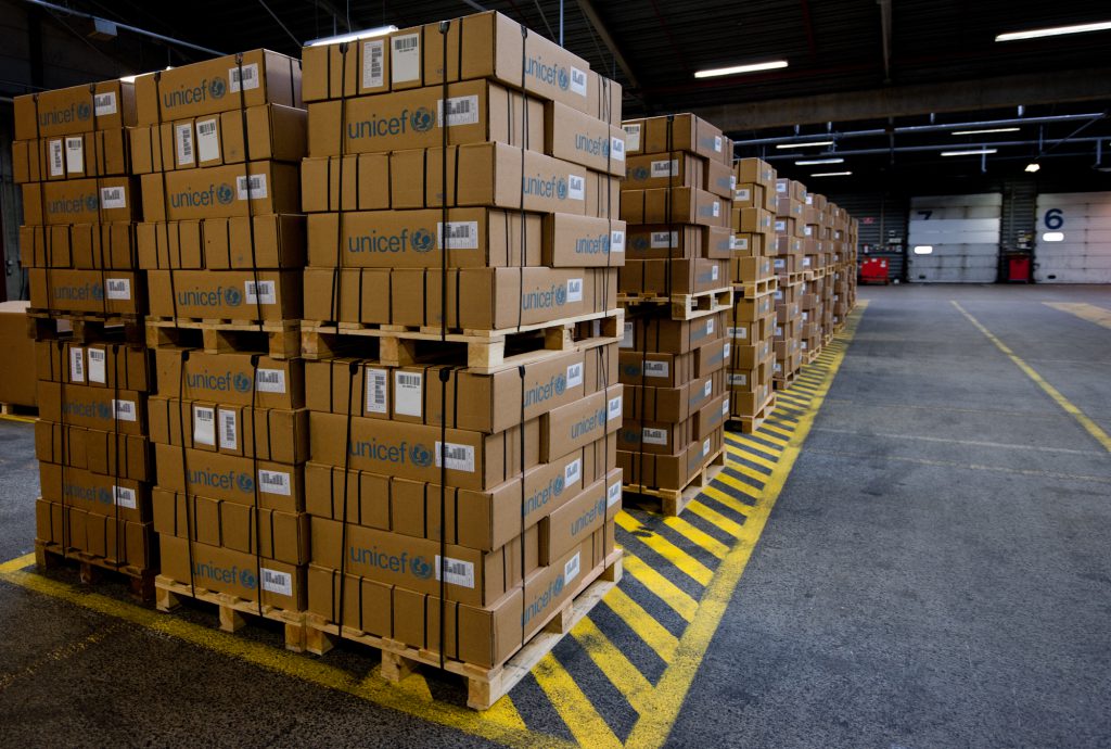 Assembled palletized orders - Pallet stacked neatly ready for shipping