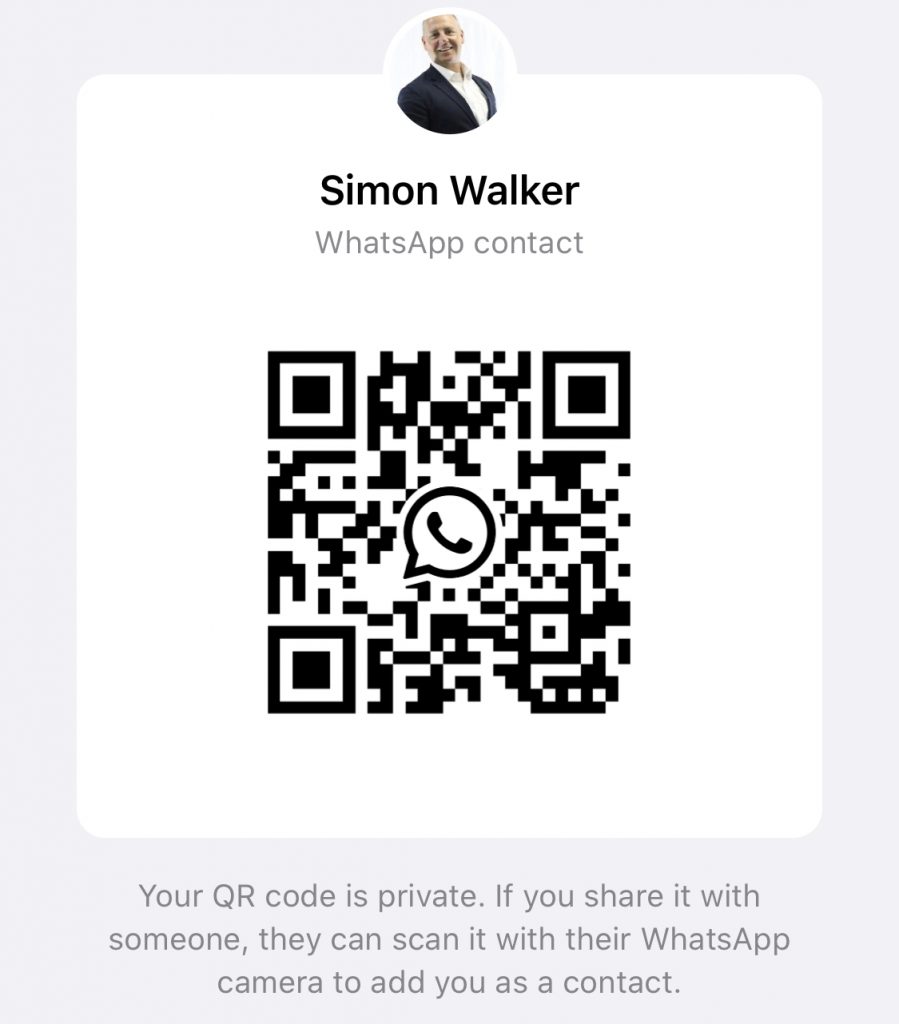 Simon Walker QR code for WhatsApp
